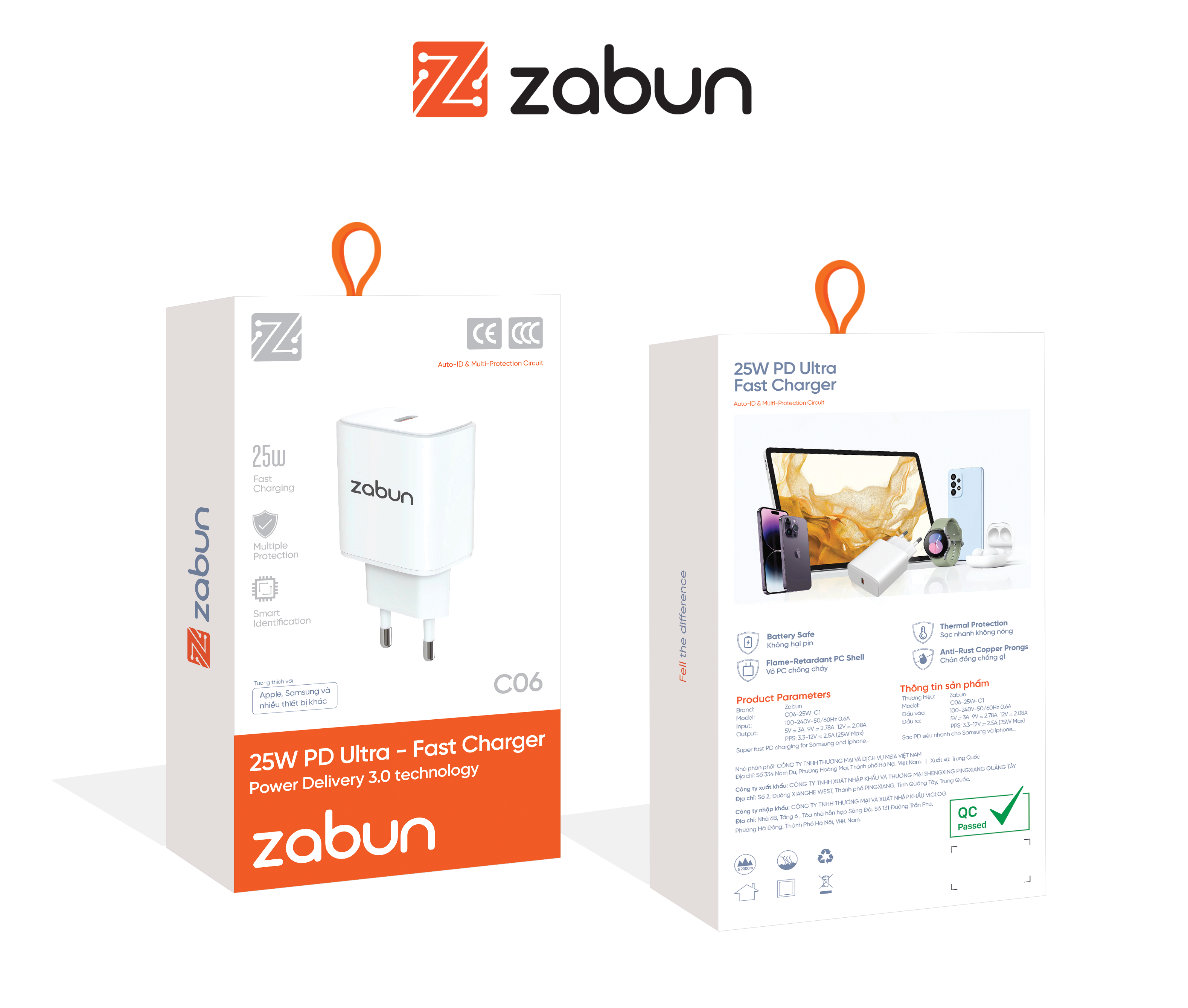 Củ sạc 25W Zabun C06 chân Type C